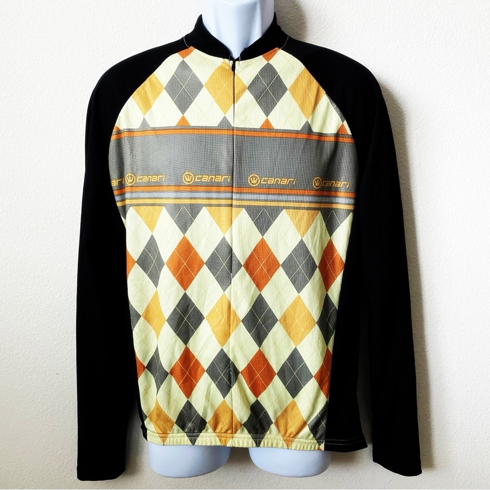 Cycling Jersey Canari Argyle Plaid Throwback Racing 1/2 Zip Jersey long sleeve
